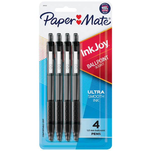 Paper Mate InkJoy Retractable 1.0mm Ballpoint (300RT) Ultra Smooth Black Pens