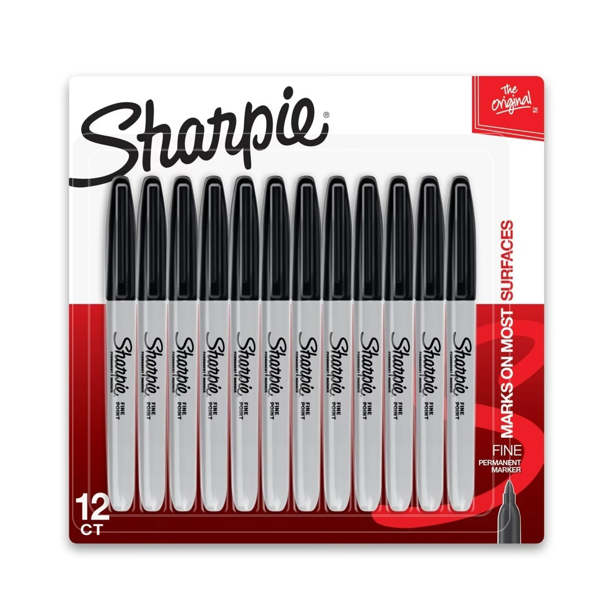 Sharpie Fine Point Black Permanent (Water-resistant & Fade-resistant) Marker 12/PKT