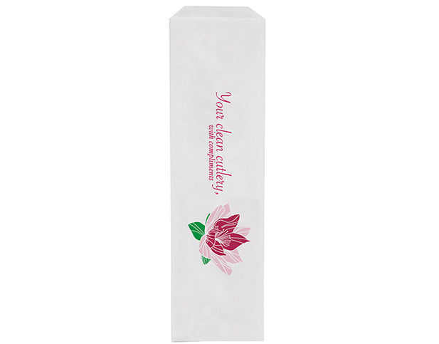 'Floral' Print White Paper Cutlery Bags