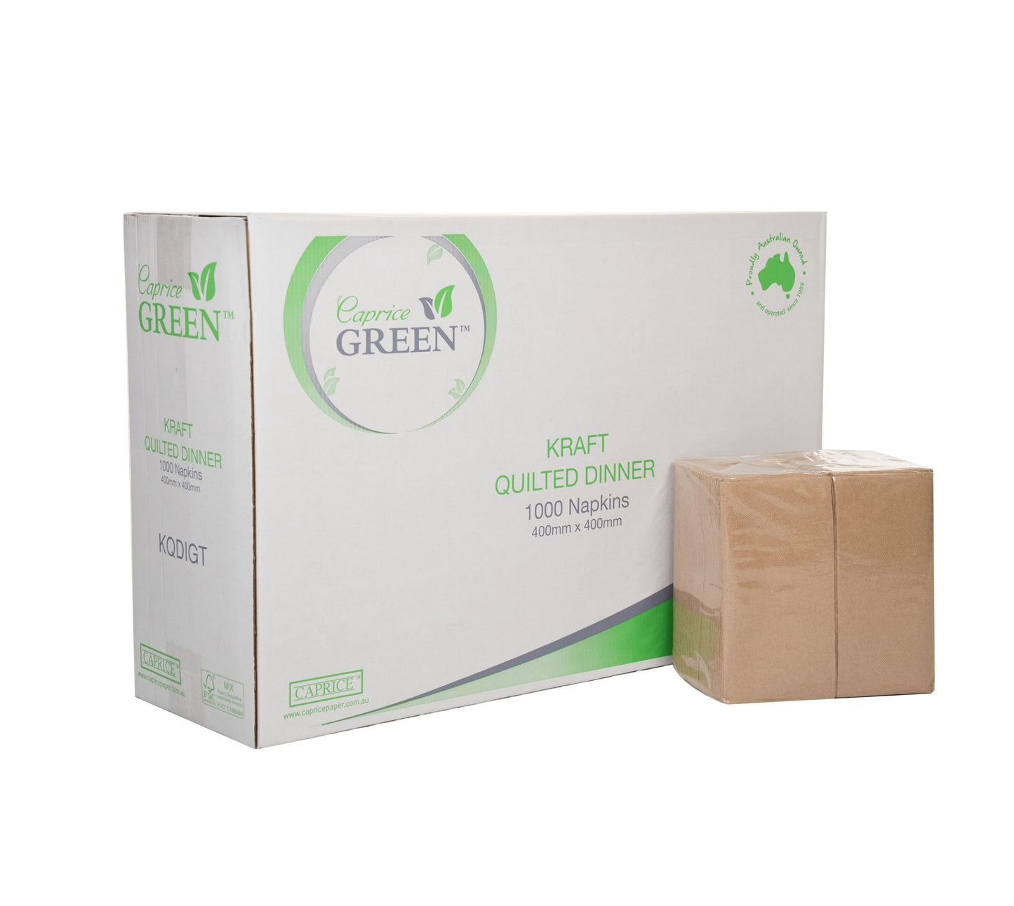 Green Recycled Brown Kraft GT Fold Quilted Dinner Napkins