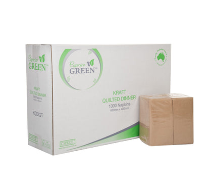 Green Recycled Brown Kraft GT Fold Quilted Dinner Napkins