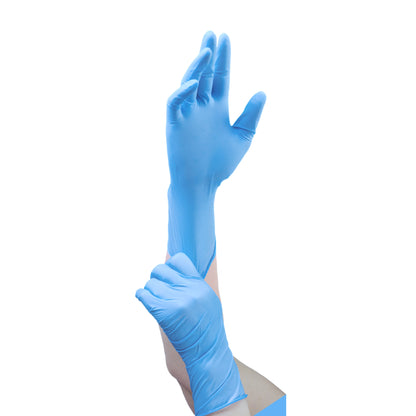 MediValu Super Strength Long Cuff Nitrile Blue Powder Free Disposable Gloves