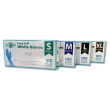 MediValu Super Strength Long Cuff Nitrile Blue Powder Free Disposable Gloves