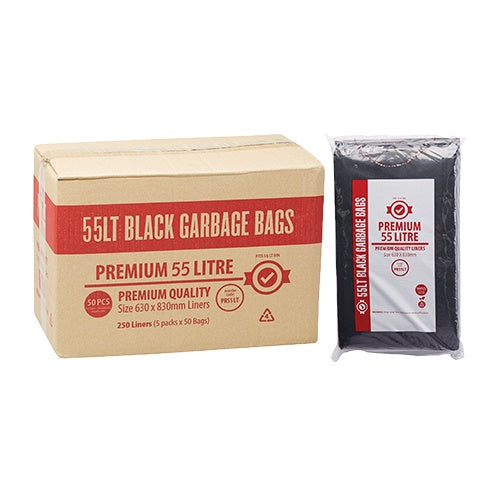 55 Litre Premium Black Star Seal Bin Liners
