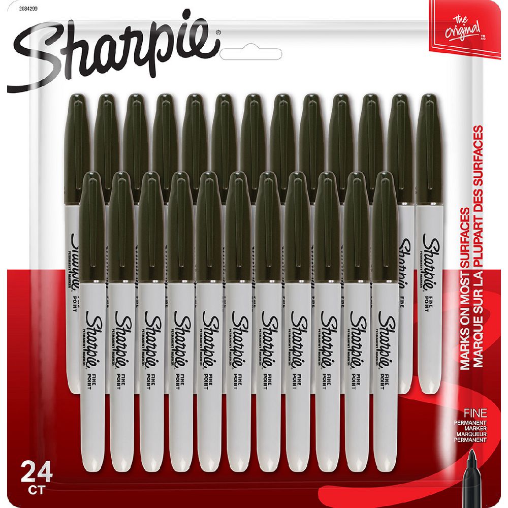Sharpie Fine Point Black Permanent (Water-resistant & Fade-resistant) Marker 24/PKT