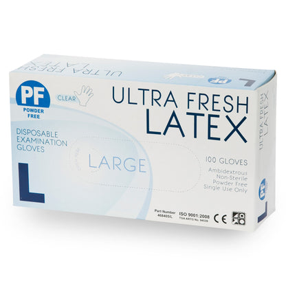 Ultra Fresh Latex Clear Powder Free Disposable Gloves